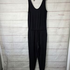 Athleta Jumpsuit‎ Womens Medium Black Jogger Drawstring Pockets Sleeveless Soft